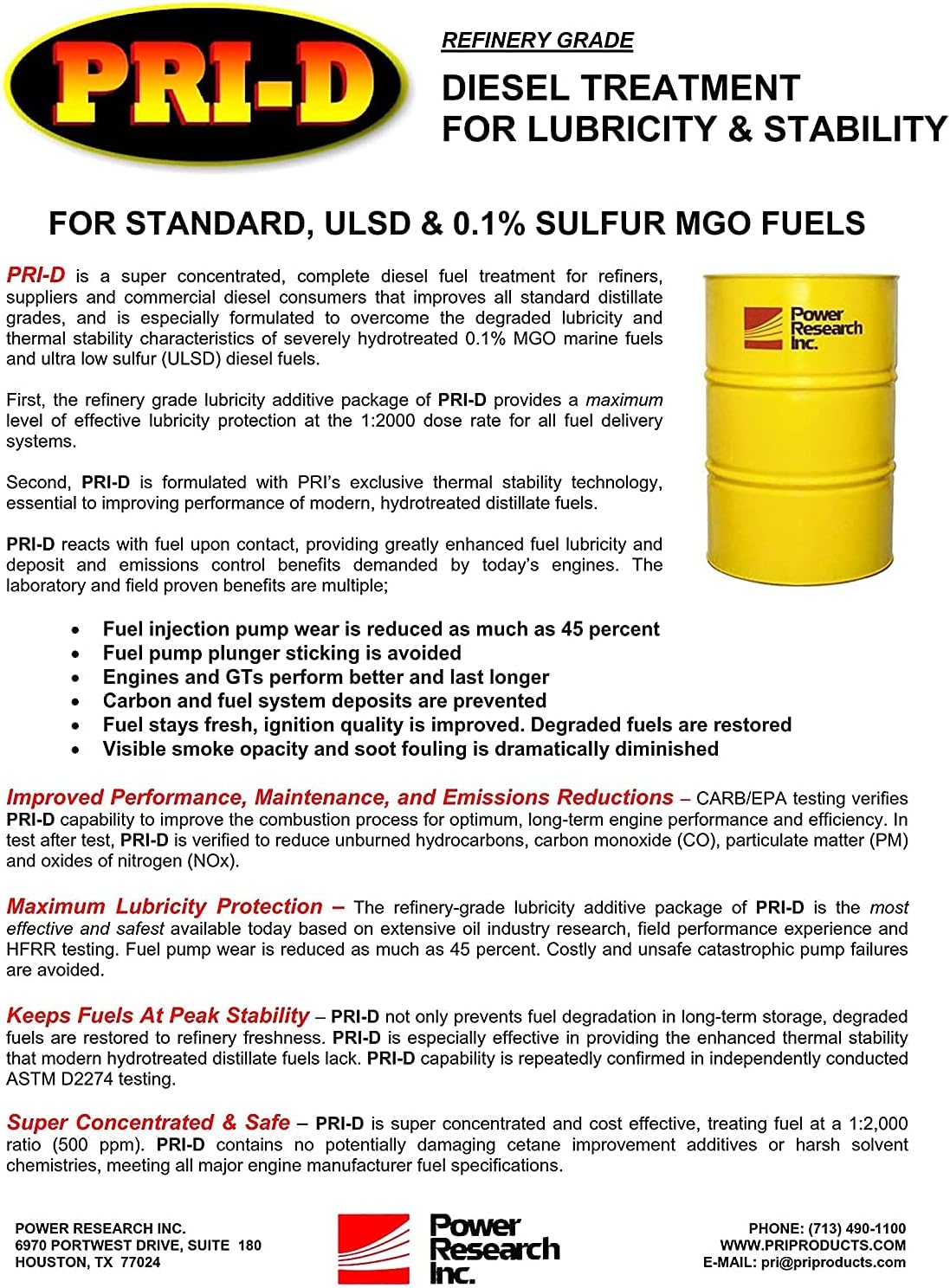 PRI-D Fuel Diesel Treatment for Lubricity & Stability Improved Performance, Maintenance, and Emissions Reductions, Maximum Lubricity Protection, Super Concentrated & Safe - 16 Oz 12 Pack