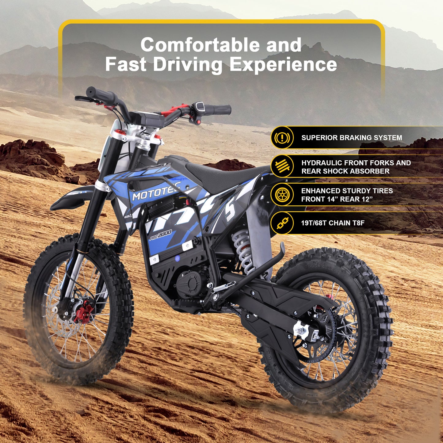 MotoTec 60v Pro Electric Dirt Bike 2000w Lithium
