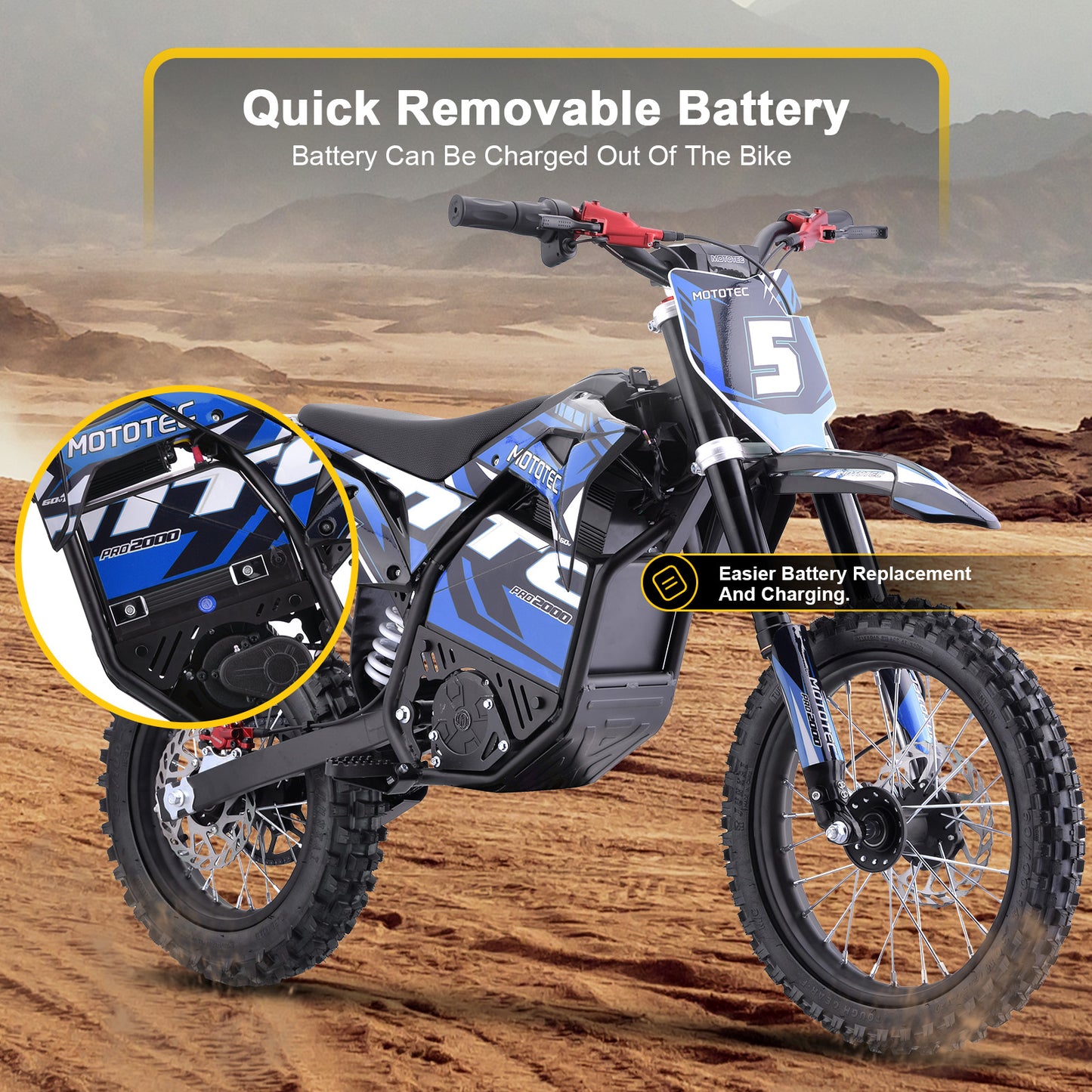 MotoTec 60v Pro Electric Dirt Bike 2000w Lithium