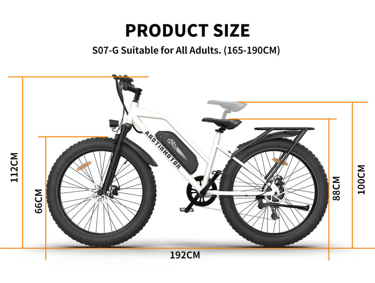 Aostirmotor Electric Mountain Bike, 750W Motor, 48V 13AH Removable Lithium Battery Ebike with Rack, 26" 4.0 inch Fat tire Bike, Electric Bicycle for Adults (White