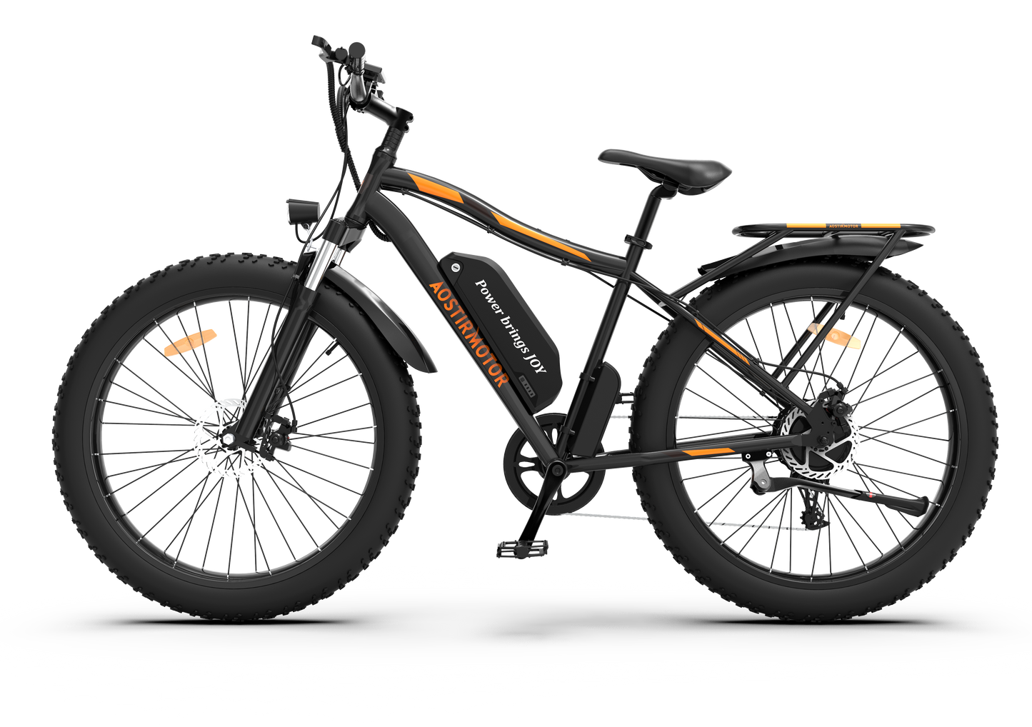 Aostirmotor Electric Mountain Bike, 750W Motor 48V 13AH Removable Lithium Battery Ebike with Rack, 26" 4.0 inch Fat tire Bike, Electric Bicycle for Adults