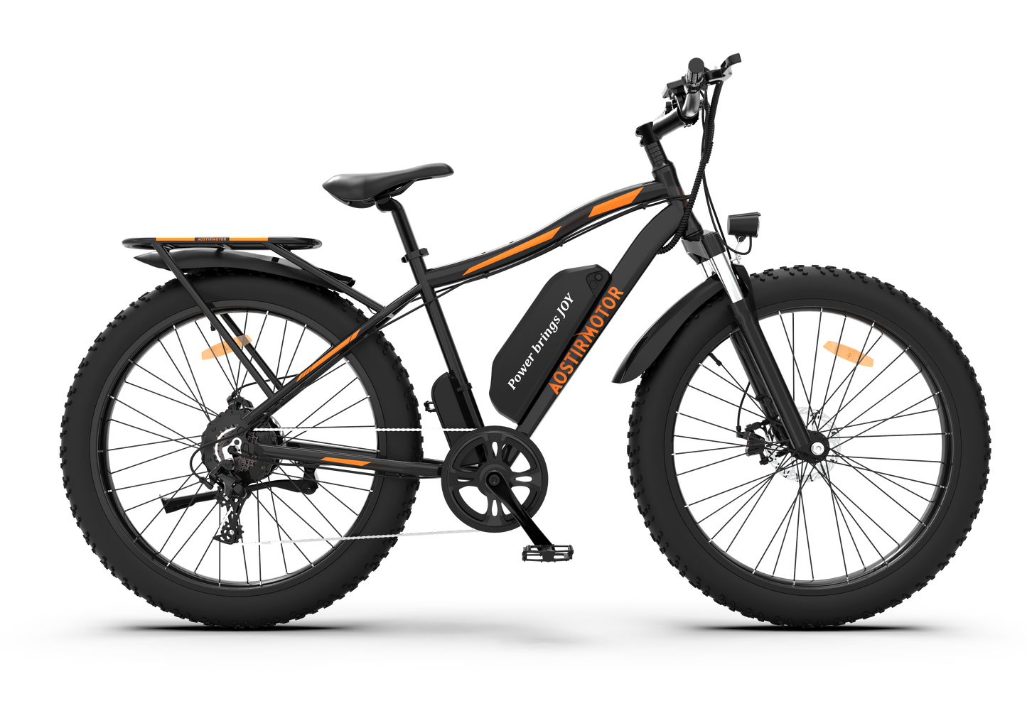 Aostirmotor Electric Mountain Bike, 750W Motor 48V 13AH Removable Lithium Battery Ebike with Rack, 26" 4.0 inch Fat tire Bike, Electric Bicycle for Adults