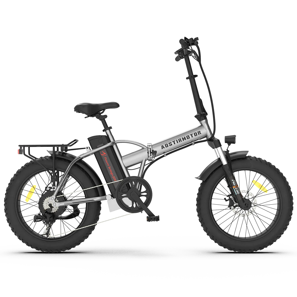 Aostirmotor Folding Electric Bike 20 inch Fat Tire , 750W Motor, 48V 12.5AH Removable Lithium Battery for Adults