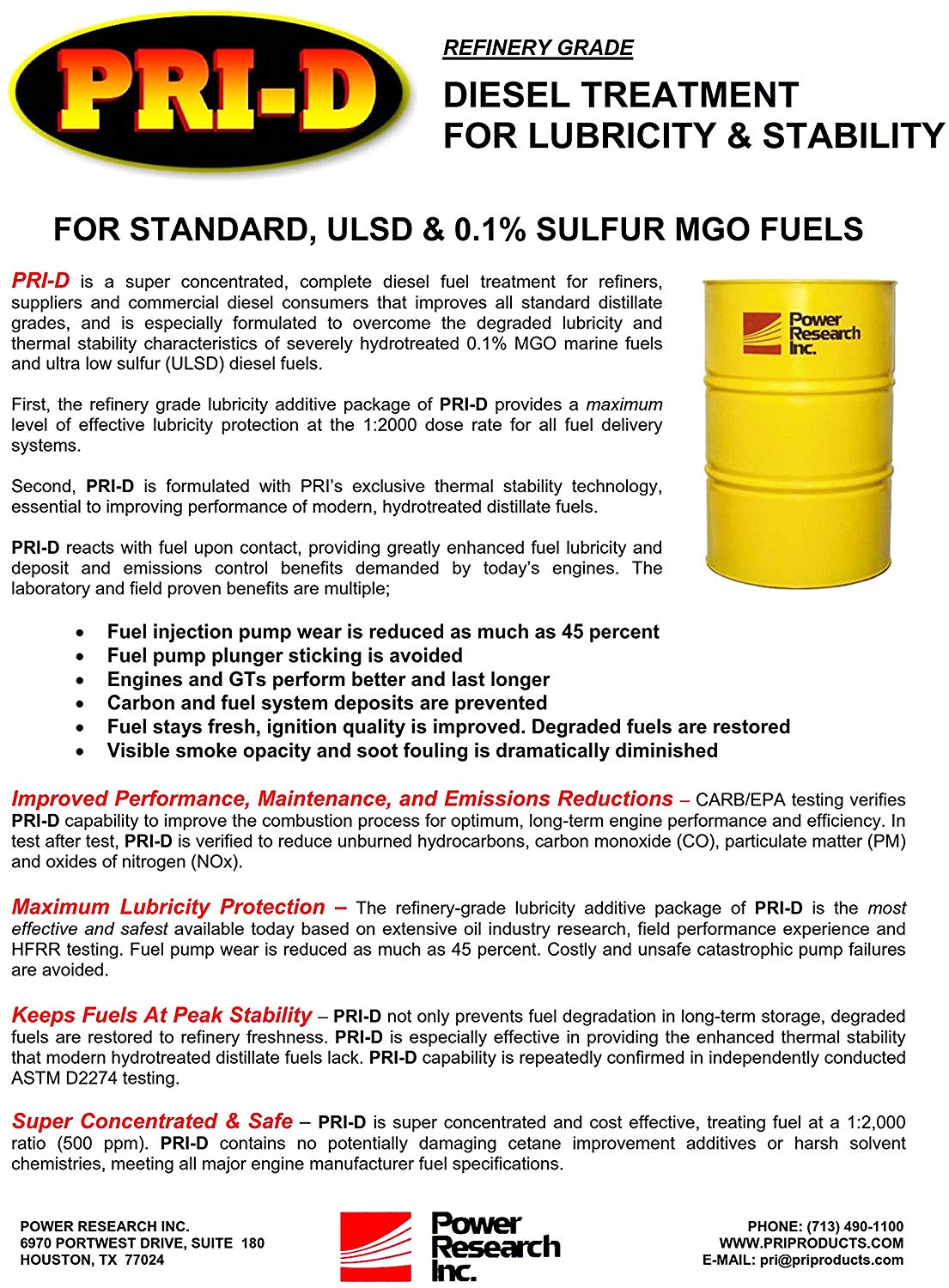 PRI-D Fuel Diesel Treatment for Lubricity & Stability Improved Performance, Maintenance, and Emissions Reductions, Maximum Lubricity Protection, Super Concentrated & Safe - 16 Oz 12 Pack