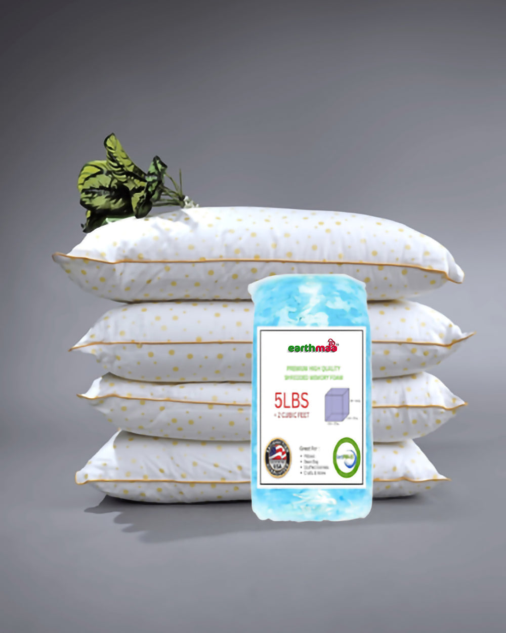 Premium Shredded Memory Foam Bean Bag Filler, Pillow Cushion Filling, Dog Bed, Craft, Pouf Refill, Poly Fill/Poly Fil Stuffing- Soft, Made in USA, Multi Color - 10 lbs
