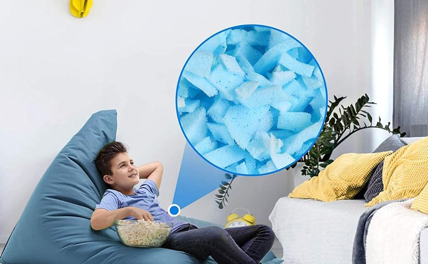 Premium Shredded Memory Foam Bean Bag Filler, Pillow Cushion Filling, Dog Bed, Craft, Pouf Refill, Poly Fill/Poly Fil Stuffing- Soft, Made in USA, Multi Color - 10 lbs