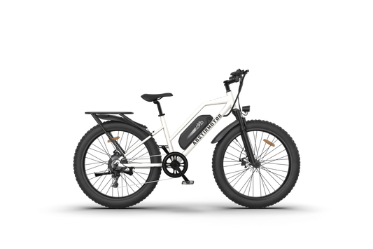 Aostirmotor Electric Mountain Bike, 750W Motor, 48V 13AH Removable Lithium Battery Ebike with Rack, 26" 4.0 inch Fat tire Bike, Electric Bicycle for Adults (White