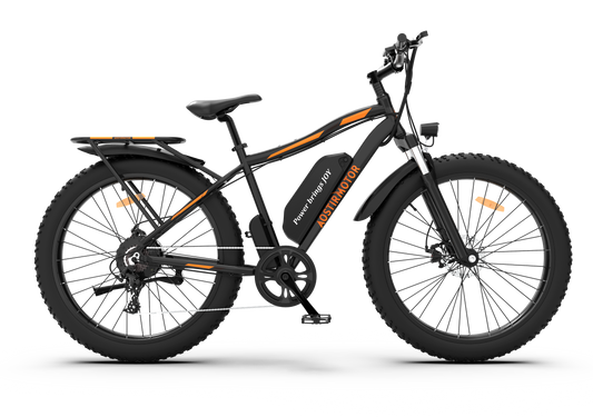 Aostirmotor Electric Mountain Bike, 750W Motor 48V 13AH Removable Lithium Battery Ebike with Rack, 26" 4.0 inch Fat tire Bike, Electric Bicycle for Adults